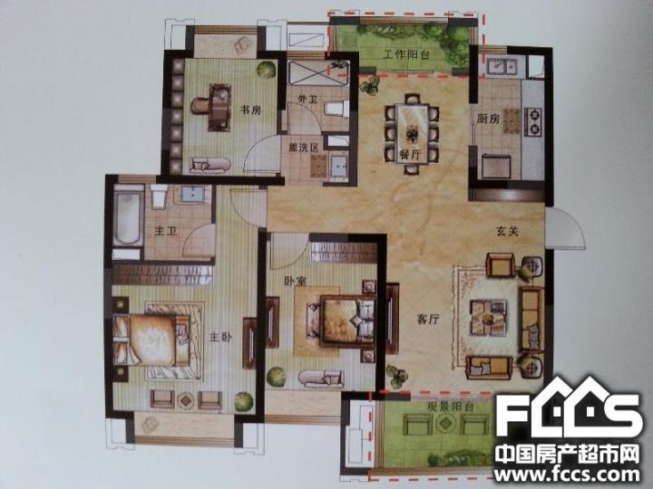 户型编号 户型图 楼型用途 住宅 户 型 3室2厅2卫 面 积 约107m