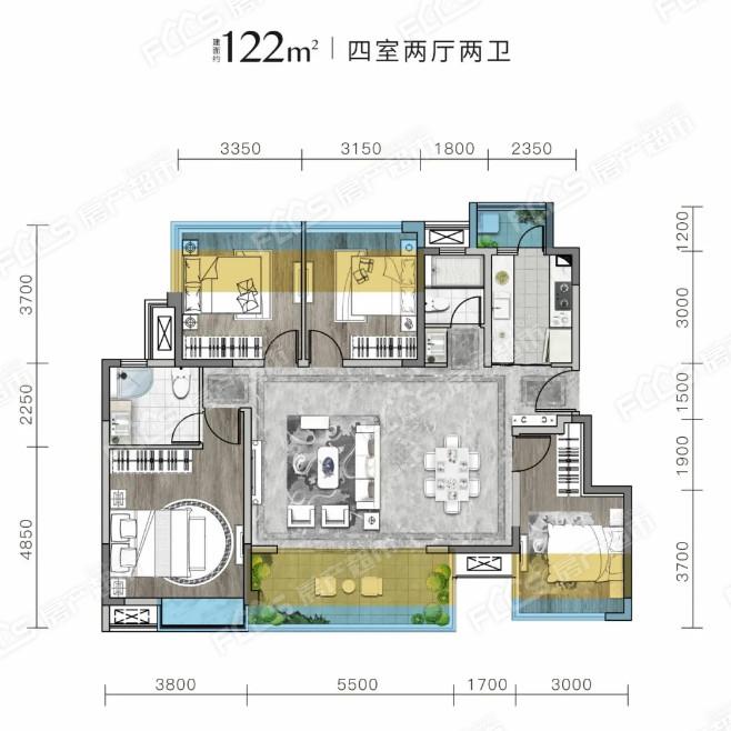 观澜大院户型图如下:德信金成观澜大院项目位于整个柴桑河湿地公园