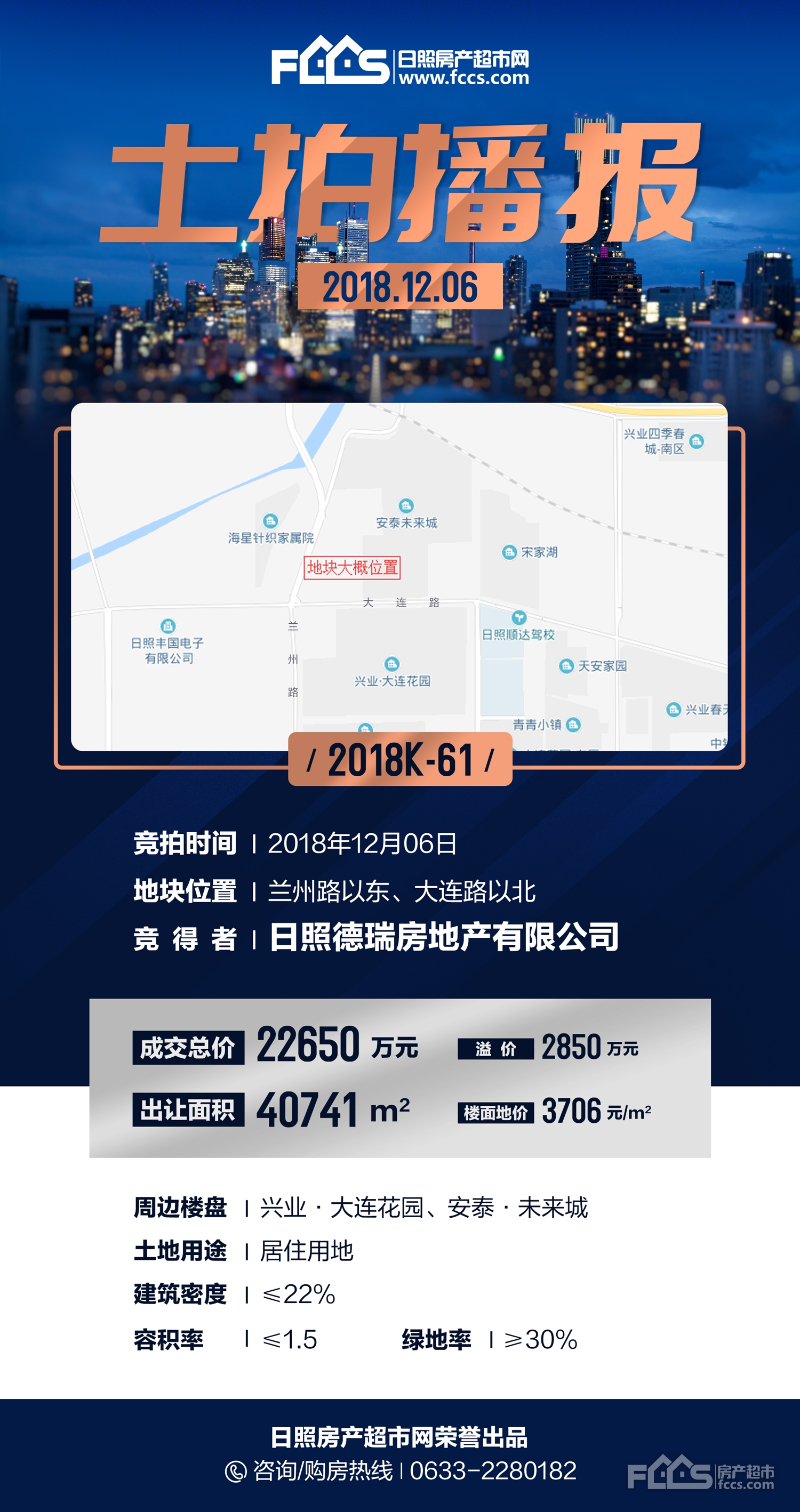 日照国土资源局网上交易拍卖的2018K-61号地块