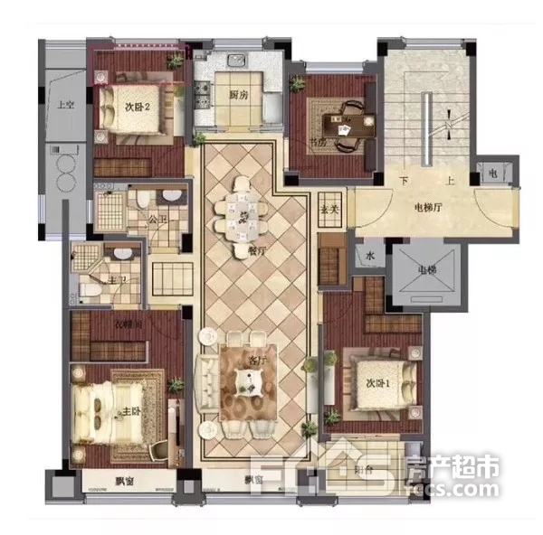 滨江棕榈·十里春晓项目建面约129平米户型图