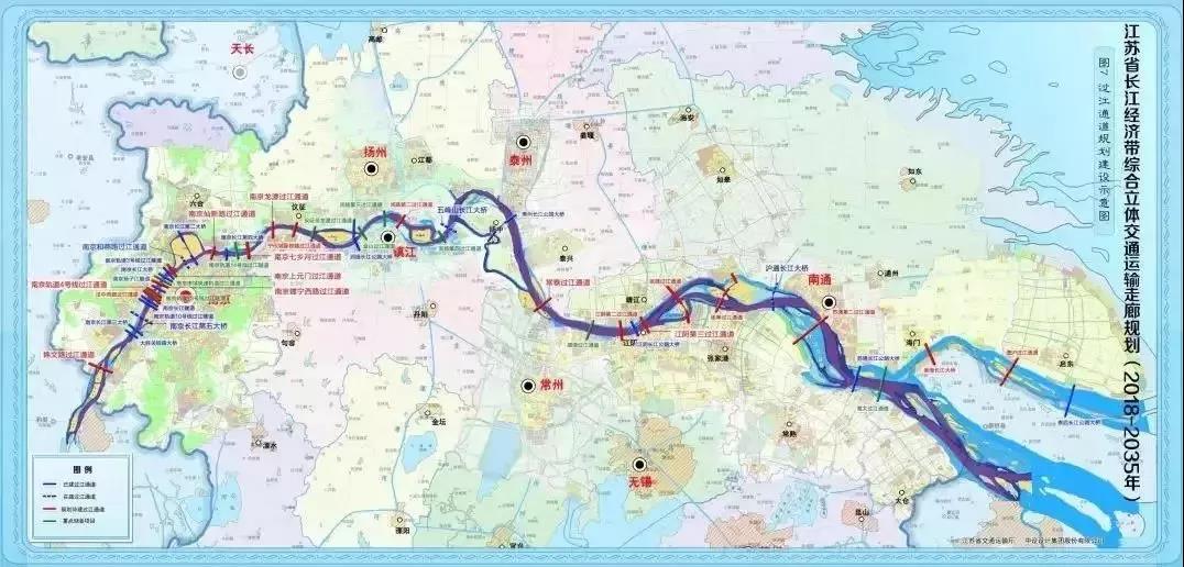 连接北岸南通市和南岸张家港市,位于在建沪通长江大桥与苏通大桥之间