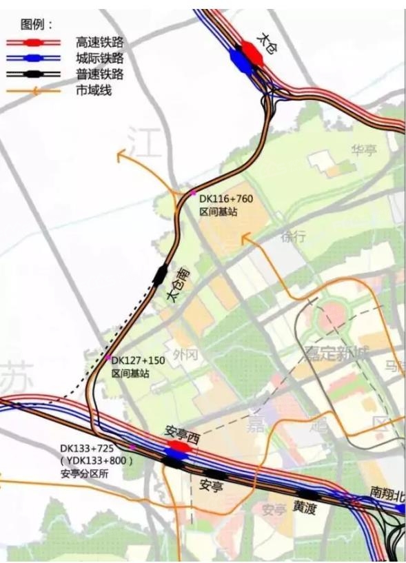 下面地图则是沪通铁路上海段(也包括了周围的江苏地区)的情况.