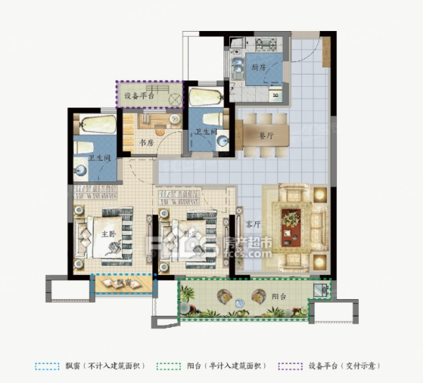 奥园·湖山府建面约93平米户型图