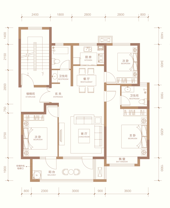 建面约115平户型图