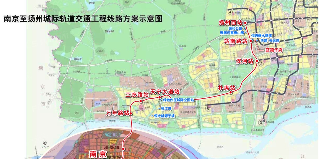 此外,蓝湾华府还在宁扬城际s5(规划)站南路站旁,未来直达南京更迅速.