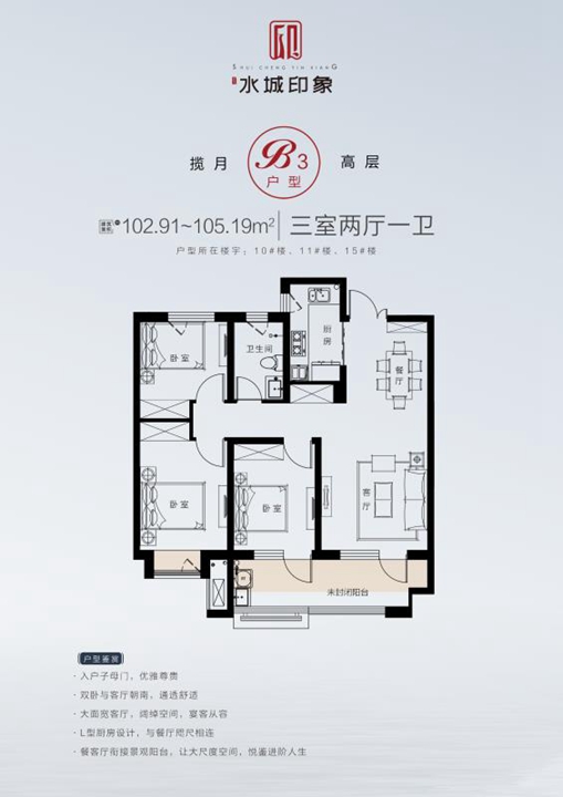 主城区东北片区纯新盘水城印象即将入市 95-124㎡首批户型图公布