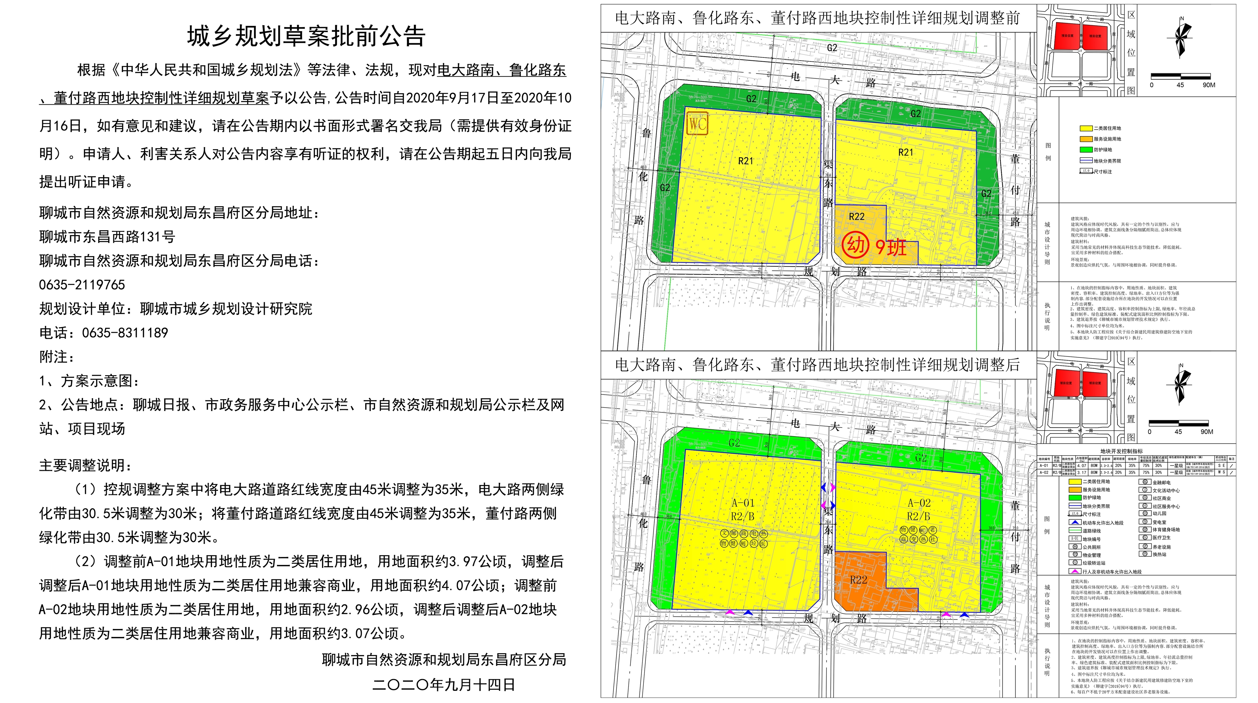 电大路南,鲁化路东,董付路西地块控制性详细规划草案批前公告