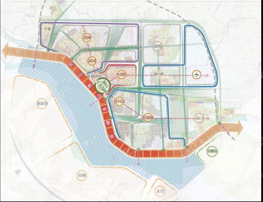 图6 南通市区滨江主城区空间结构规划图(图纸引用于《南