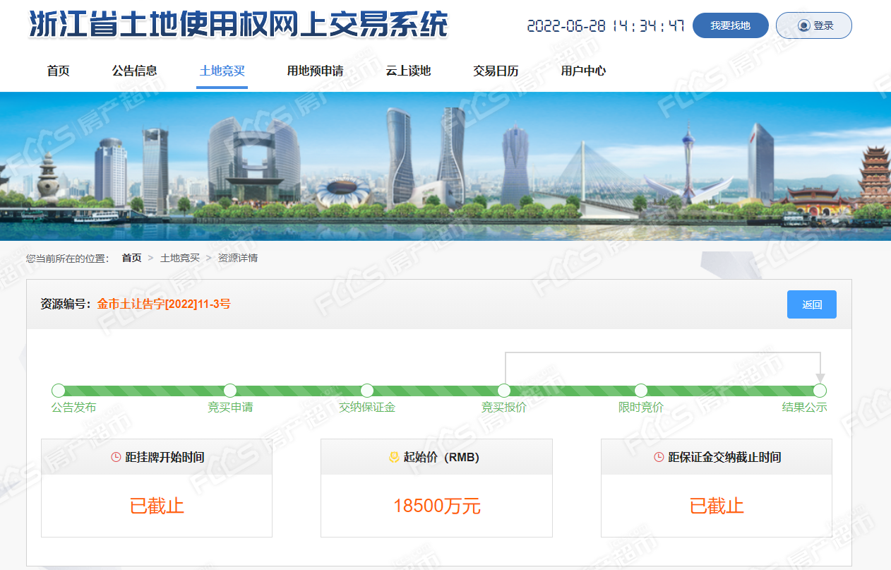 金华第二批集中供地:13宗地都以底价成交合计金额513亿元