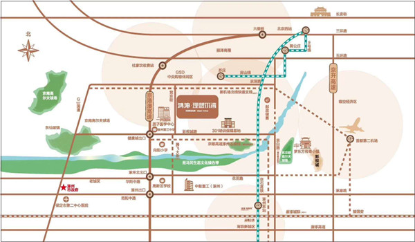 向東1公里進入京港澳高速,向南臨近涿州高鐵站,同時規劃地鐵2號線無縫
