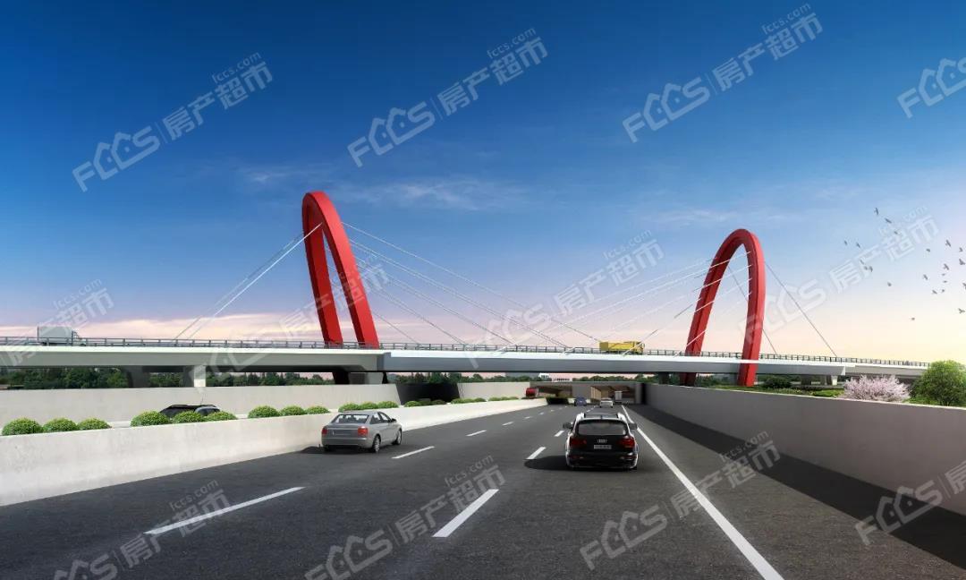 (陆马公路支线上跨桥效果图)